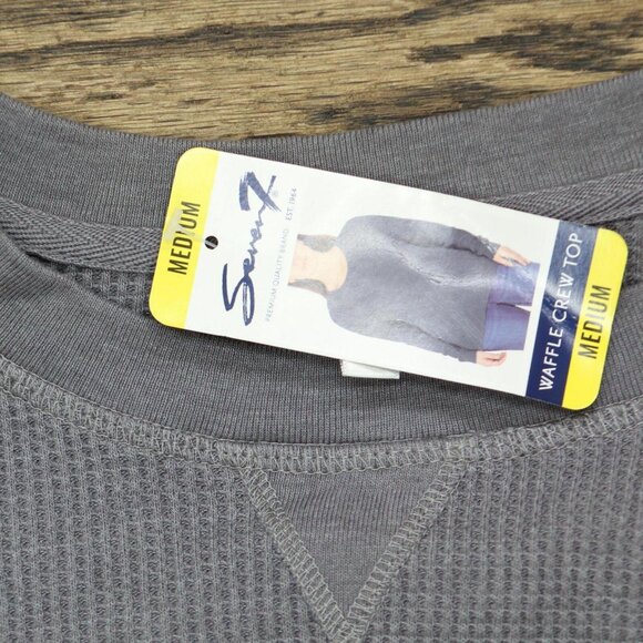 NWT Seven7 High-Low Hem Super Soft Waffle Knit Crew Pullover Top 7M70063 M Gray - Picture 5 of 6